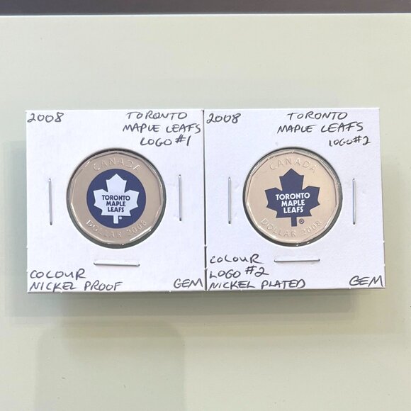 2008 Toronto Maple Leafs Coloured Nickel Proof Logos 1 & 2 Loons! - Picture 1 of 16